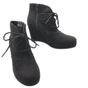 Merona Faux Suede Black Wedge Ankle Booties Size 6
